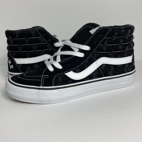 SUPREME x Vans Sk8 Hi Black Denim size 9 - Picture 5 of 12